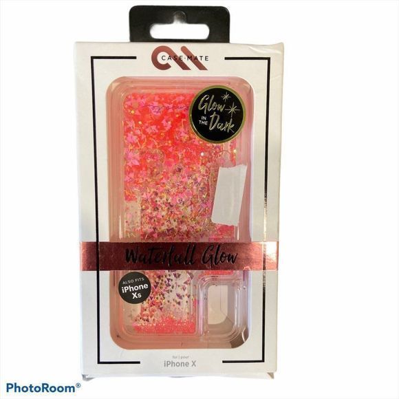 NWT CASE-MATE Pink Glow In Dark Waterfall IPhone‎ X - Picture 4 of 4